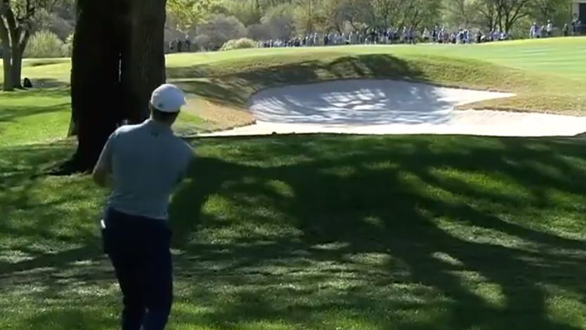 Jordan Spieth hits SENSATIONAL shot out the rough in match against Matthew Wolff